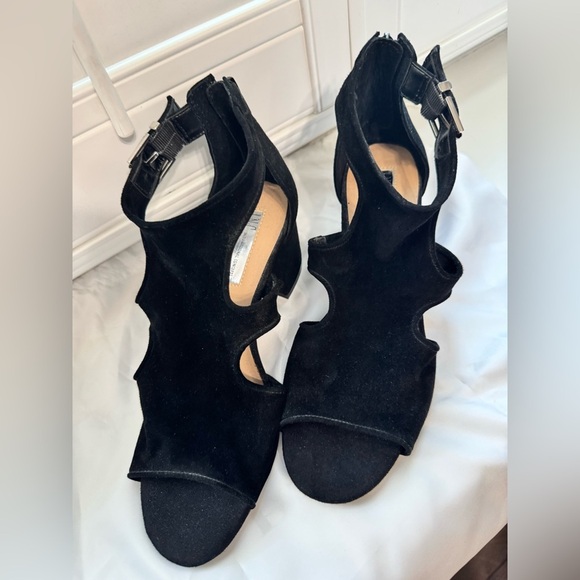 INC International Concepts Black Suede Sandals with zip closure - Picture 1 of 6